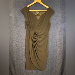 Connected Apparel Black Pleated & Ruched Dress